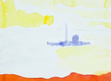 Virgilio Guidi Roma 1891 - Venezia 1984 Isola di San Giorgio Acquerello su...