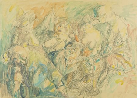 Mino Maccari Siena 1898 - Roma 1989 Brindisi, 1946 Tecnica mista su carta...