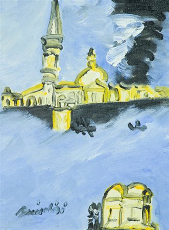 Remo Brindisi Roma 1918 - Lido di Spina (Fe) 1996 Isola di San Giorgio Olio...