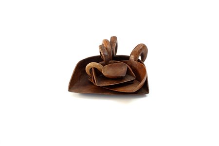 Lotto composto da cinque spannarole in legno-ENFive wooden ladles