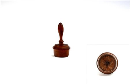 Stampo da burro rotondo a fiore con guida in legno (difetti)-ENA wooden...