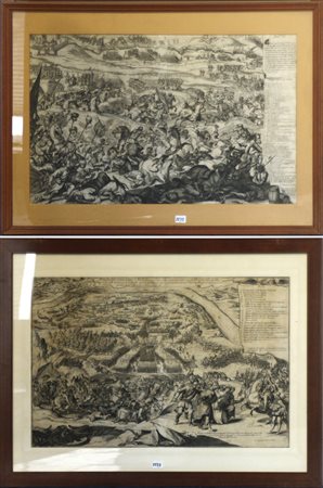 Lotto composto da due incisioni una con scane di battaglia (93x69) in Cornice...