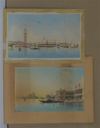 Umberto Ongania (Venezia 1867 - 1942). Due acquerelli di diverse misure...