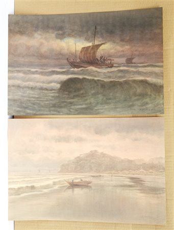 Ozawa "Paesaggi fluviali" coppia di acquerelli (cm 30x50)