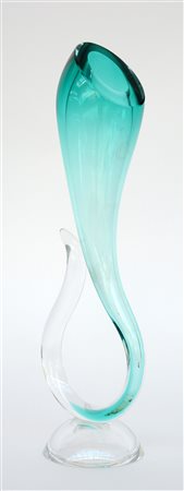 Vetreria Nason Vaso soliflore in vetro sommerso incolore e verde. Murano,...