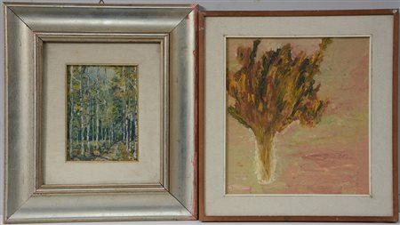 Lotto di due dipinti raffiguranti paesaggi, di autori diversi
