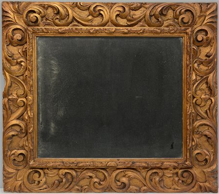 Specchiera rettangolare con cornice in stile in legno intagliato e dorato (cm...