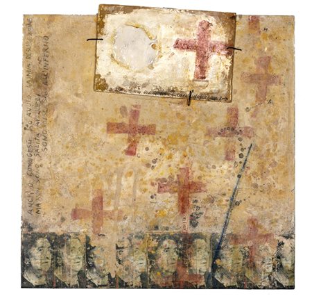 Giorgio Galli AL POETA Tecnica mista su tavola, cm 50x50. Firma sul retro.