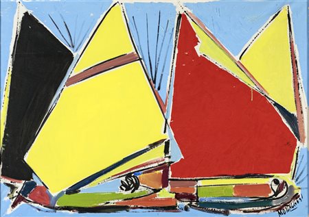 Sante Monachesi VELE Olio su tela, cm 70x100. Firma in basso a destra...