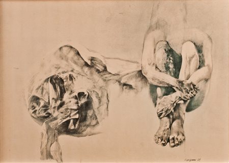 Renzo Vespignani STUDIO DI FIGURE Disegno su carta, cm 33x47. Firmato e...