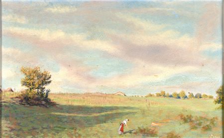 Luce Balla SERENITÀ Olio su tavola, cm 62x100, firmato in basso a destra "L....