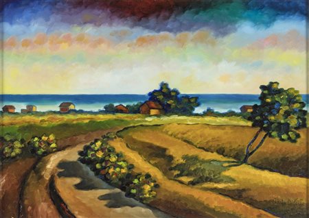 Aldo Di Castro SANTA MARINELLA Olio su tela, cm 50x70,5. Firma in basso a...