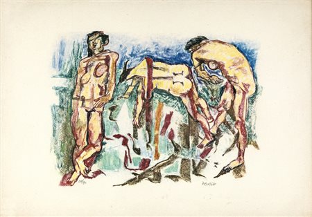 Fausto Pirandello BAGNANTI Litografia, cm 50x60. Firma e numerazione sul...