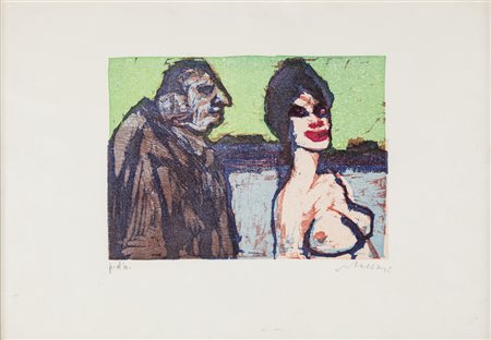 Mino Maccari SENZA TITOLO Litografia, cm 35x50. Numerata "p.d.a." e firmata...