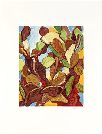 Renato Guttuso LOTTO DI DUE LITOGRAFIE DI GUTTUSO Cactus, 80x62 cm. Firma e...