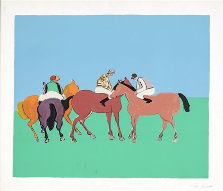 Giuseppe Cesetti CAVALLI Serigrafia, cm 60x70, firma e tiratura sul fronte...