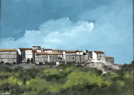 Enotrio Pugliese Enotrio PAESAGGIO CALABRO Olio su tavola, cm 50x70. firmato...