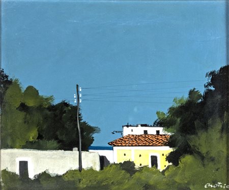 Enotrio Pugliese Enotrio PAESAGGIO IONICO Olio su tela, cm 50x60. Firmato in...