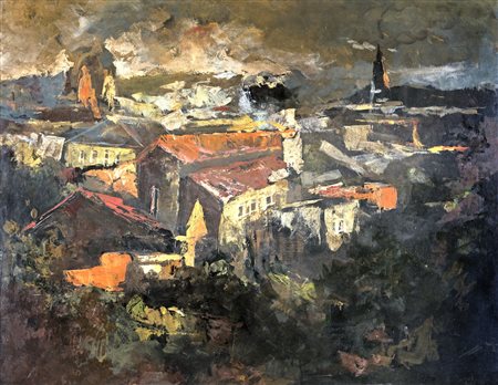 Sergio Scatizzi BOZZETTO TOSCANA Olio su tela, cm 70x90. Sul retro firma,...