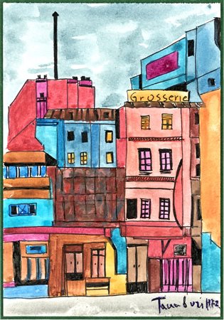 Orfeo Tamburi PARIGI Tecnica mista su carta, cm 19,5x13,5. Firma e data in...