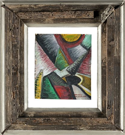 Mario Nannini COMPOSIZIONE FUTURISTA Olio su cartone, cm 15x18. Firma in...