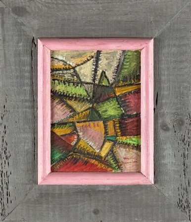 Mario Nannini COMPOSIZIONE FUTURISTA Olio su tavola, cm 26x20. Firma in basso...