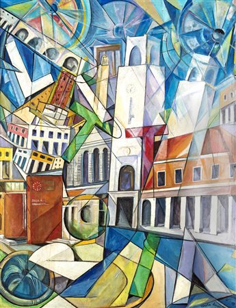 Uberto Bonetti LITTORIA Tempera grassa su compensato autartico, cm 87x67....