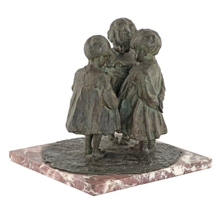 Giovanni Prini IL SEGRETO DEI BIMBI Scultura in bronzo, 29 cm di altezza per...