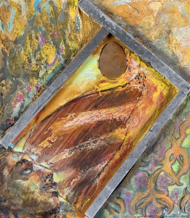 Bruno Ceccobelli PORTA UOVO Tecnica mista su tavola, cm 40x35. Firma e titolo...