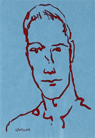 Alessandro Bazan RITRATTO Smalto su carta, cm 29,5x21. Firma e data in basso...