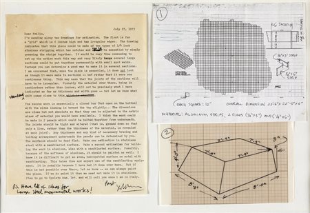 Robert Morris PROGETTI DI REALIZZAZIONE OPERE Due disegni ed una lettera tra...