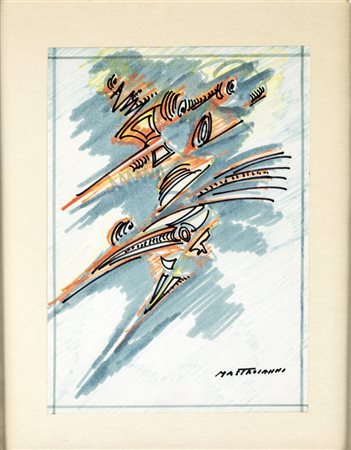 Umberto Mastroianni BOZZETTO PER L'UCCELLO DI FUOCO Tecnica mista su carta,...