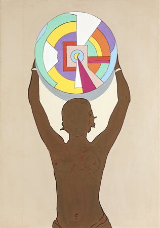 Renato Mambor IN ALTO Olio e smalto su tela grezza, cm 70x100, opera eseguita...