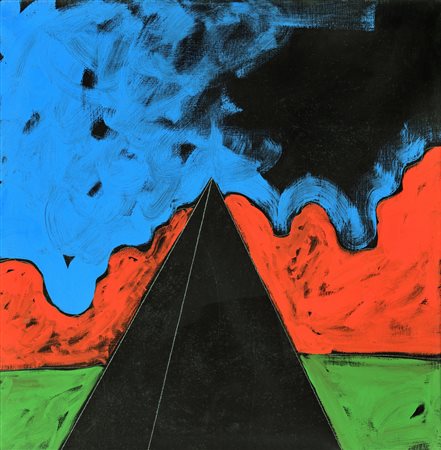 Tano Festa PIRAMIDE Acrilico su tela, cm 60x60. Opera realizzata nel 1985....