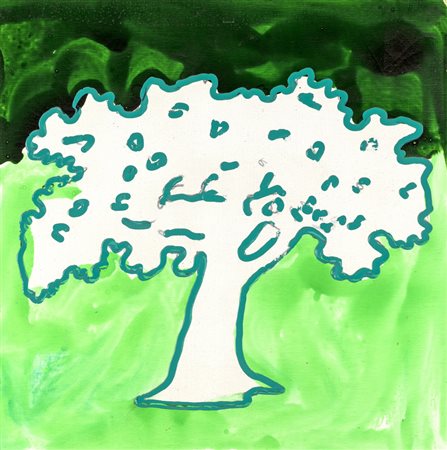 Mario Schifano SENZA TITOLO Smalto e acrilico su tela, cm 80x80. Firmato...