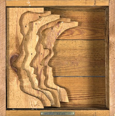 Mario Ceroli PROFILI Scultura in legno, cm 45x45x17. Firmato Ceroli. Opera...