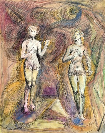 Alberto Bragaglia ENERGIE DINAMICHE Tecnica mista su carta, 22 x 28 cm....