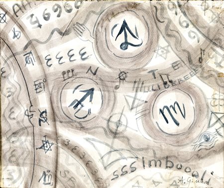 Arnaldo Ginna SENZA TITOLO Disegno acquarellato, cm 30x35. Firma in basso a...