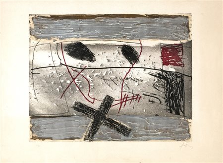 Antoni Tapies DETRITUS Acquaforte a colori, cm 70x96, tiratura 75, es 6/75,...