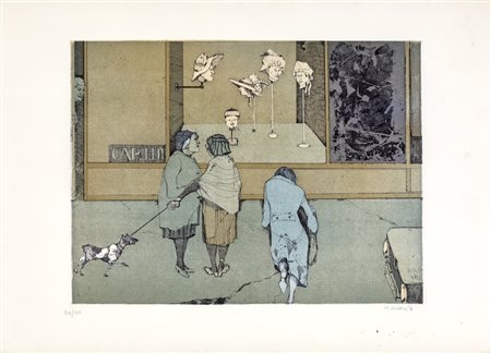 Karl Plattner SENZA TITOLO Acquaforte, cm 50x70. Firma e tiratura sul fronte...