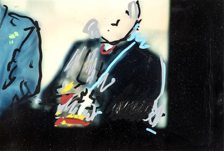 Mario Schifano FIGURA Smalto su fotografia, cm 10x15. Opera archiviata presso...