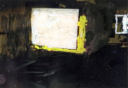 Mario Schifano TELEVISORE Smalto su fotografia, cm 10x15. Opera archiviata...