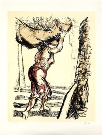 Renato Guttuso SENZA TITOLO Litografia, cm 80x60. Firma e numerazione sul...