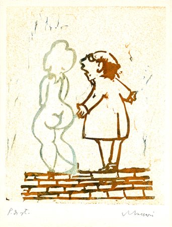 Mino Maccari SOGGETTO CARICATURALE Litografia, cm 27x21. Numerata P.D.S....