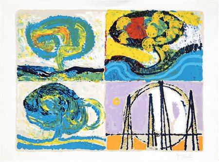 Antonio Vangelli COMPOSIZIONE Composizione, Serigrafia, cm 60x81. Firma e...