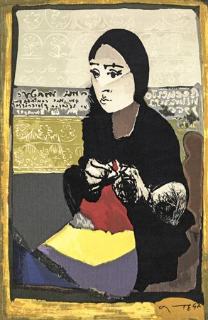 Josè Garcia Ortega FIGURA DI DONNA Tecnica mista su tessuto, cm.120x80....