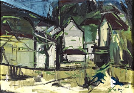 Renata Boero CASE SULL'AGEA Olio su tela, cm 72x101. Opera eseguita nel 1965....