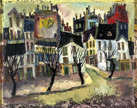 Renato Bussi MONTPARNASSE Olio su tela, cm 40x50. Firmato in basso a destra...