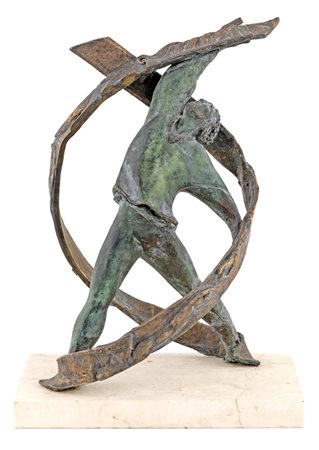 LOTTO DI TRE SCULTURE IN BRONZO Dimensioni e tirature diverse. Recano firma...