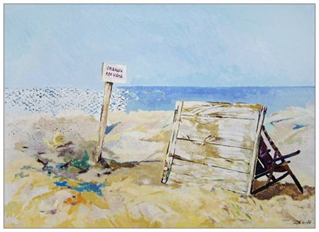 WALTER CECCHI Firenze 1928 – Livorno 2005 Spiaggia proibita 1969 Olio su tela...